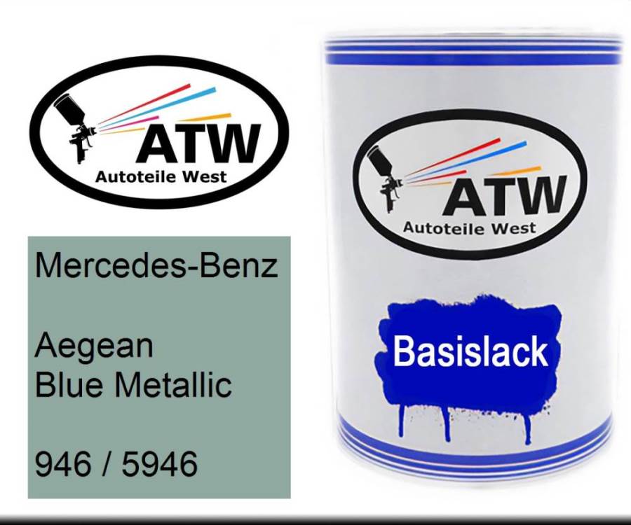 Mercedes-Benz, Aegean Blue Metallic, 946 / 5946: 500ml Lackdose, von ATW Autoteile West.